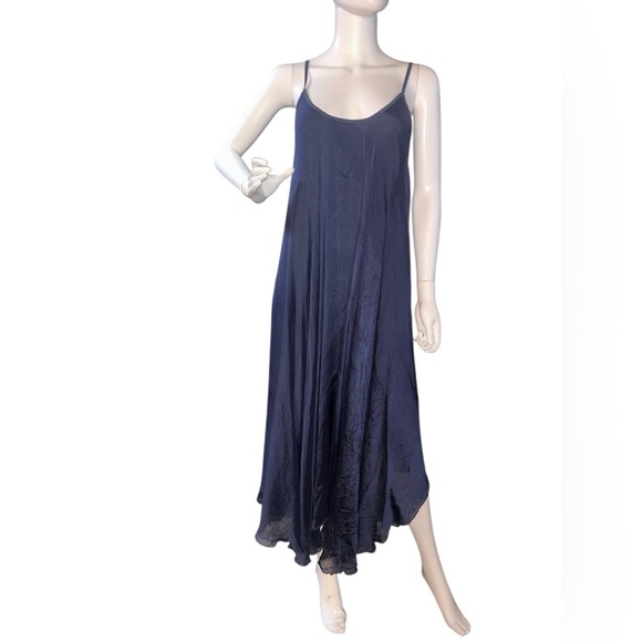 Free as a Bird Dress Elegant Navy Blue Maxi Dress Made in Italy - Picture 1 of 7